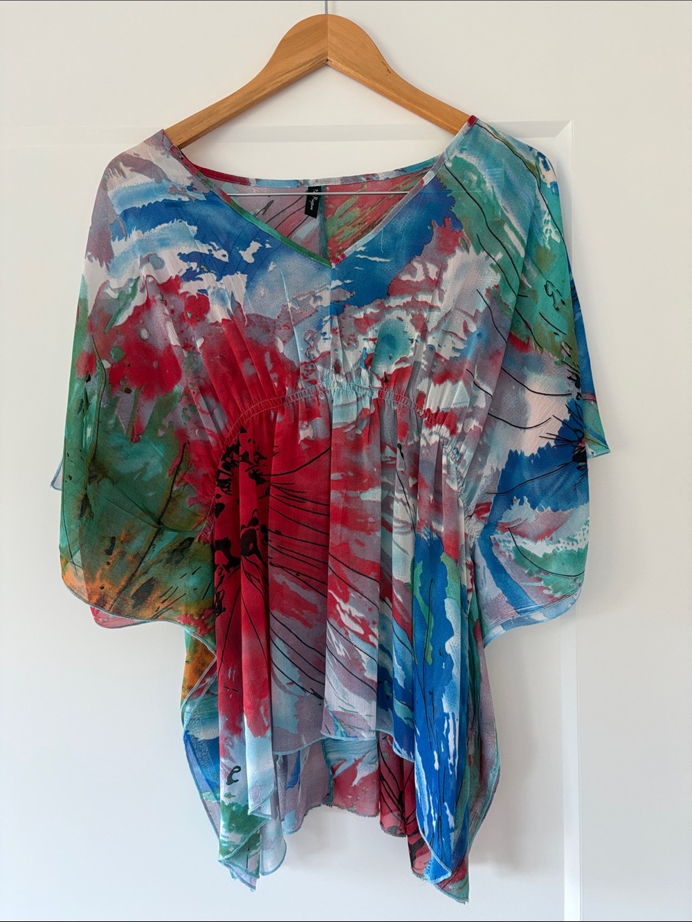 Pure Rapture Sheer Watercolor Floral Dolman Blouse
